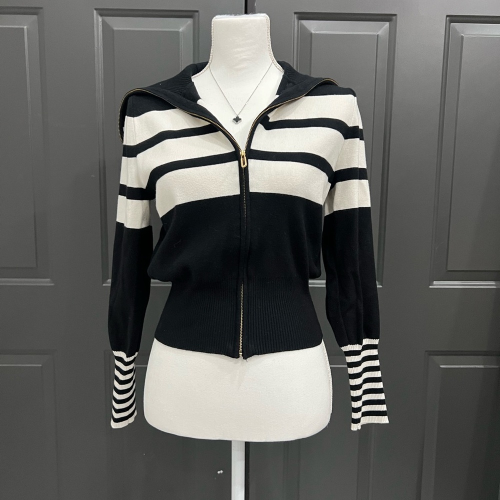 Marc New York Black and White Striped Jacket